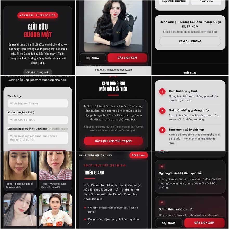 Website Giải Cứu Gương Mặt do học viên Thiên Giang tự dựng